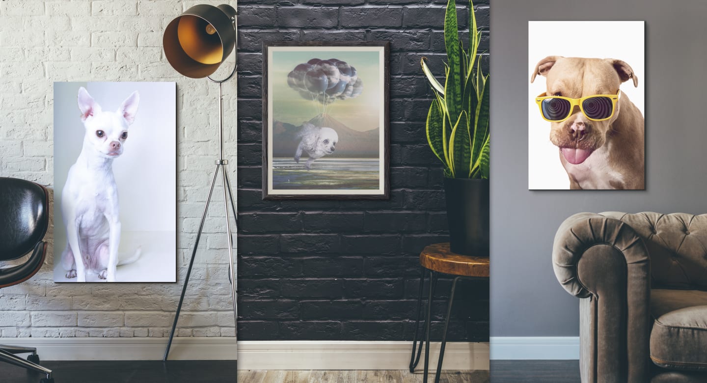ready to hang dog art mounted on dibond